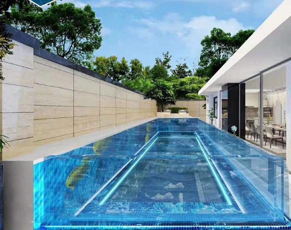 Fabricante e instalador de parede de piscina em acrílico transparente Especialista em construção de piscinas em acrílico - Leyu