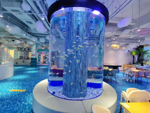 Fábrica de tanques de peixes de aquário de acrílico de grande cilindro na China - Leyu 